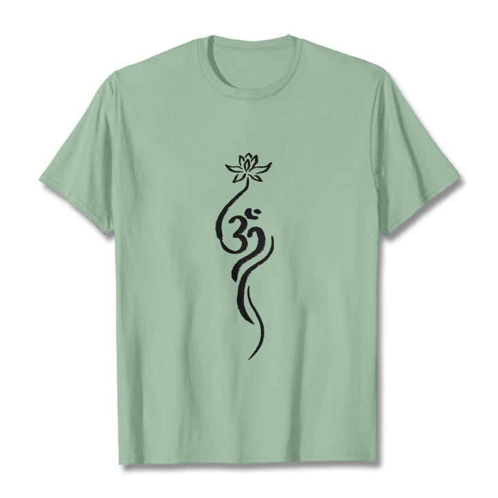 Buddha Stones Lotus Flower Om Design Tee T-shirt - PaleGreen - 2XL - image 15