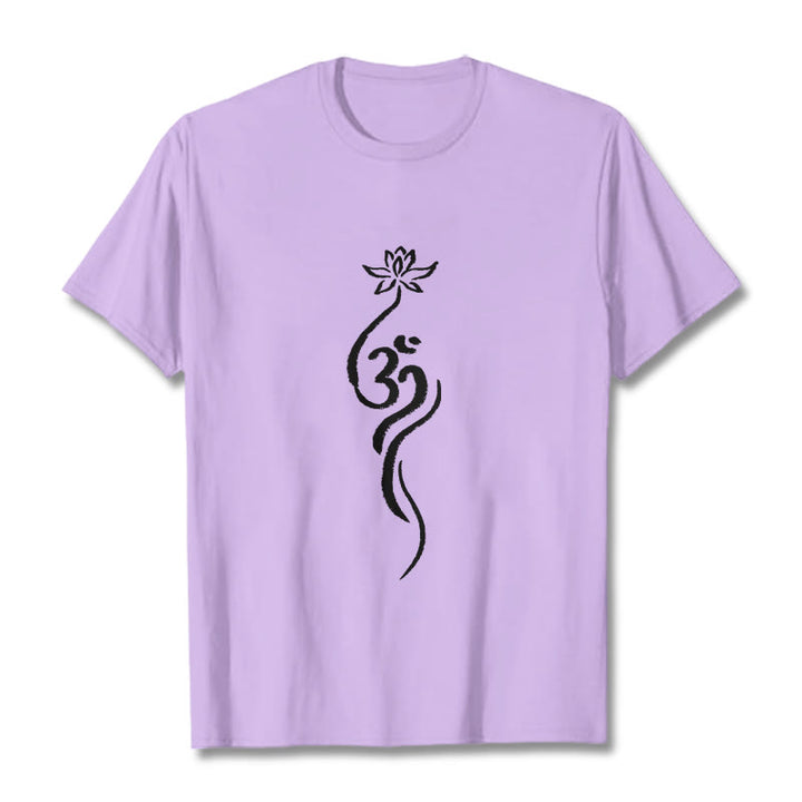 Buddha Stones Lotus Flower Om Design Tee T-shirt - Plum - 2XL - image 17