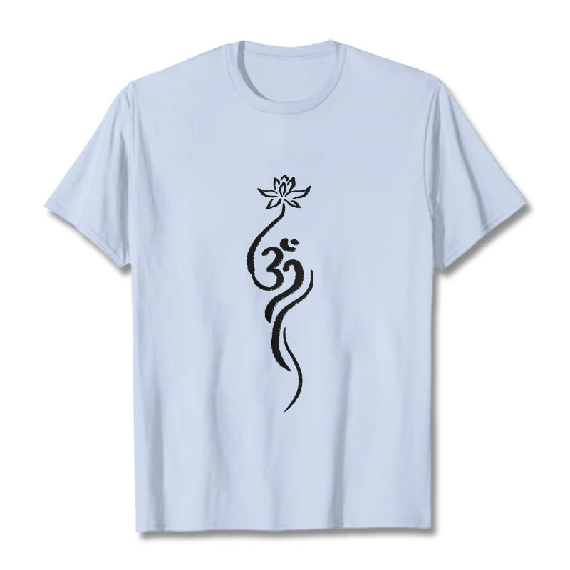 Buddha Stones Lotus Flower Om Design Tee T-shirt - LightCyan - 2XL - image 19