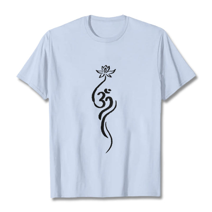 Buddha Stones Lotus Flower Om Design Tee T-shirt - LightCyan - 2XL - image 19
