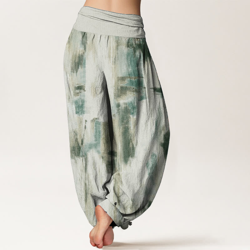 Buddha Stones Pure Cotton Tie Dye Pattern Design Women's Elastic Waist Harem Pants