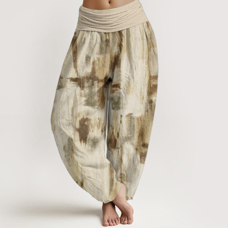 Buddha Stones Pure Cotton Tie Dye Pattern Design Women's Elastic Waist Harem Pants