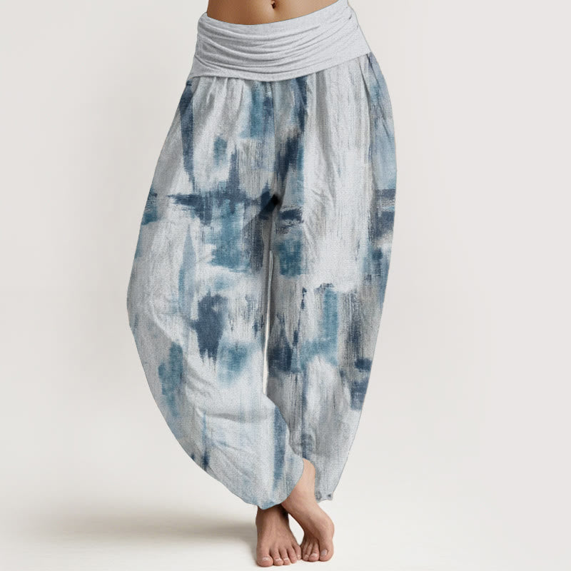 Buddha Stones Pure Cotton Tie Dye Pattern Design Women's Elastic Waist Harem Pants - AliceBlue - US22，UK/AU26，EU54 (6XL) - image 8