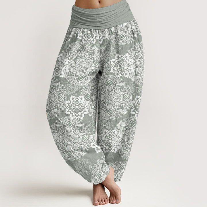 Buddha Stones Pure Cotton Casual Round Mandala Flower Design Women's Elastic Waist Harem Pants - MintCream - US22，UK/AU26，EU54 (6XL) - image 8