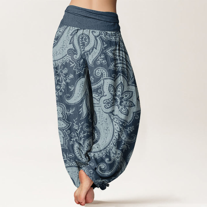 Buddha Stones Pure Cotton Flowers Paisley Patterns Women's Elastic Waist Harem Pants