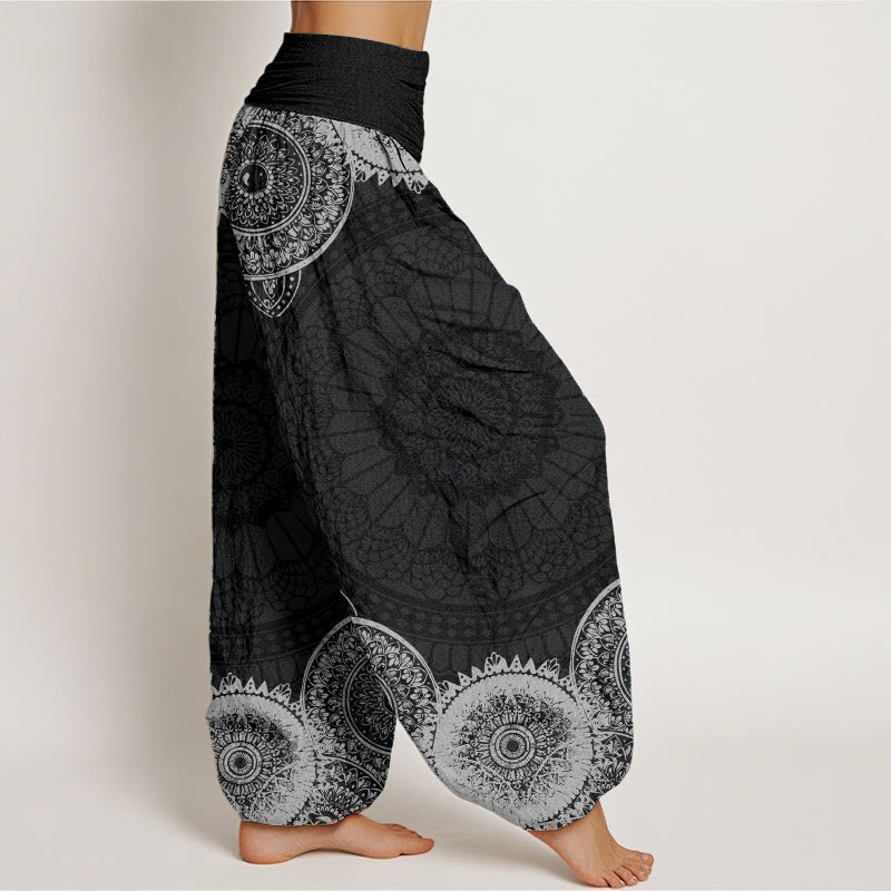 Buddha Stones Pure Cotton Circular Mandala Design Women's Elastic Waist Harem Pants - image 2