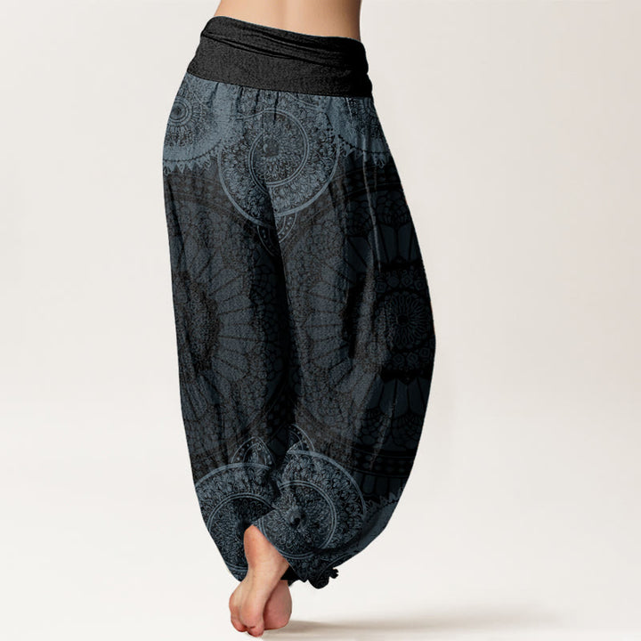Buddha Stones Pure Cotton Circular Mandala Design Women's Elastic Waist Harem Pants