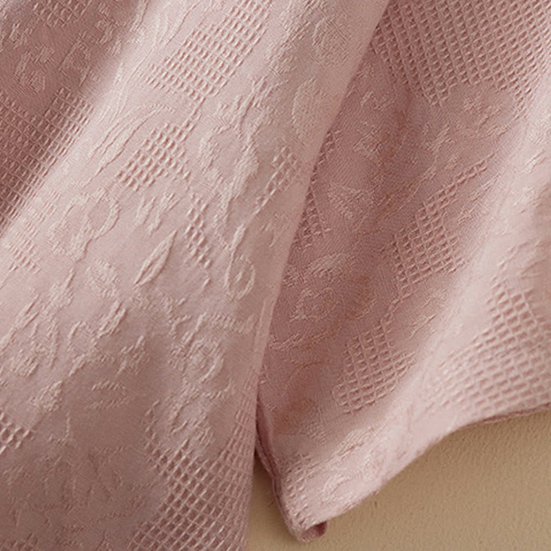 Buddha Stones Casual Flower Colorful Frog Button Half Sleeve Cotton Linen Women's Shirt - image 10