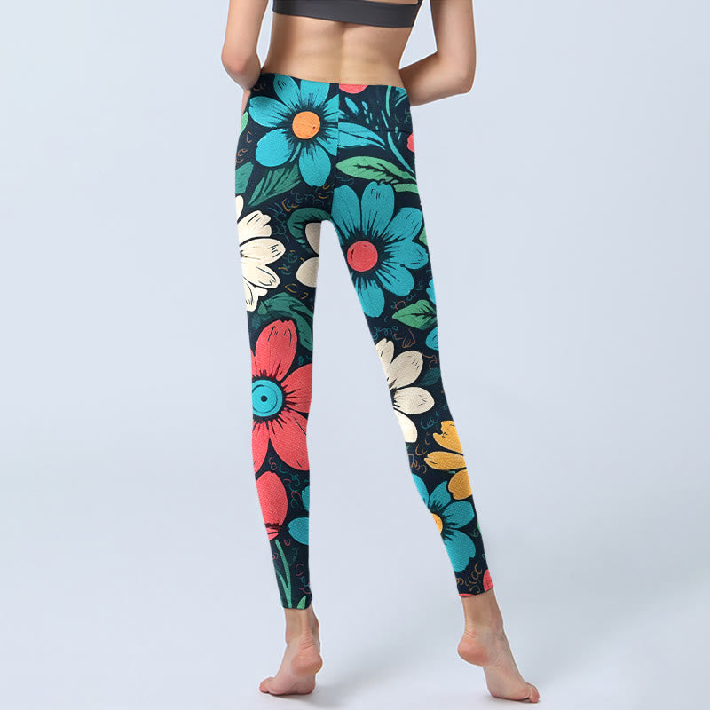 Buddha Stones Colorful Flower Pattern Print Gym Leggings Women's Yoga Pants - image 6