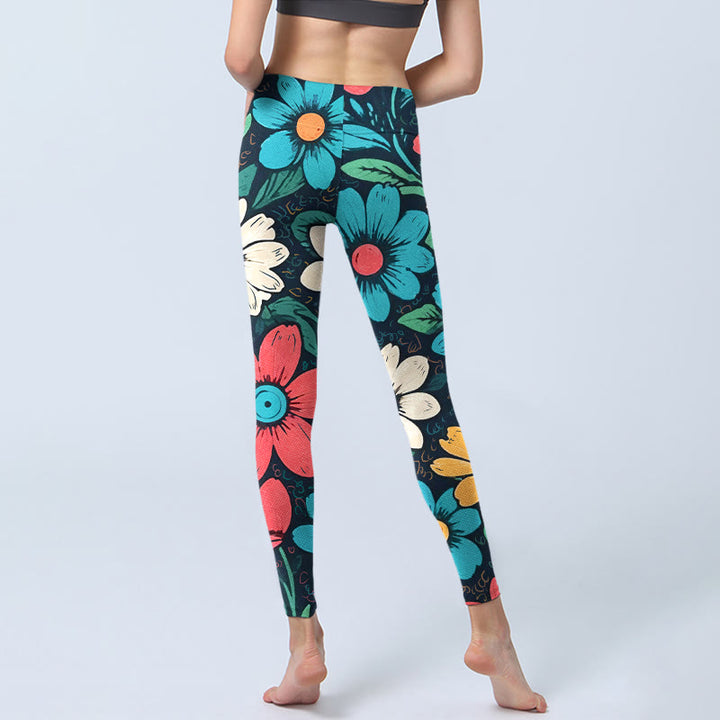 Buddha Stones Colorful Flower Pattern Print Gym Leggings Women's Yoga Pants - image 6