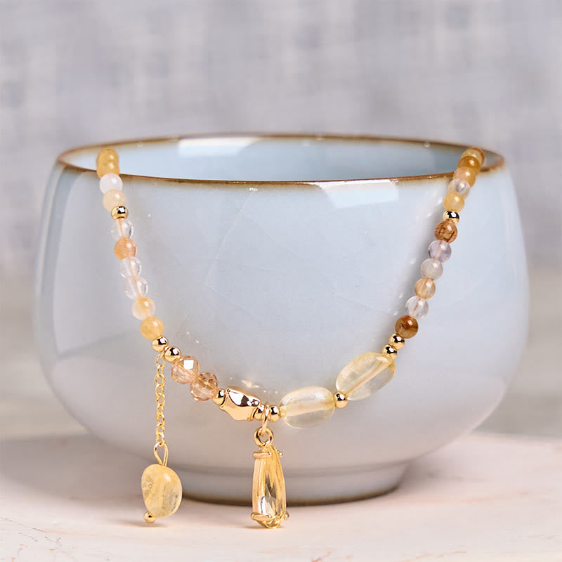 Buddha Stones Natural Citrine Beads Pleasure Multi Layer Bracelet