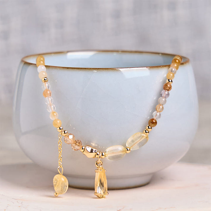 Buddha Stones Natural Citrine Beads Pleasure Multi Layer Bracelet