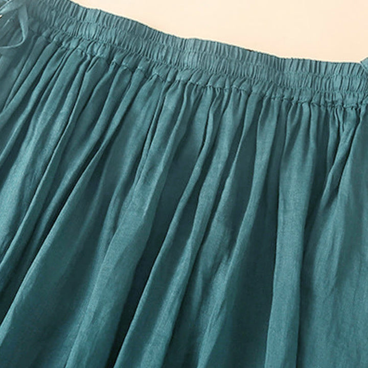 Buddha Stones Plain Lace Up Elastic Waist Women's Skirt With Pockets - image 6