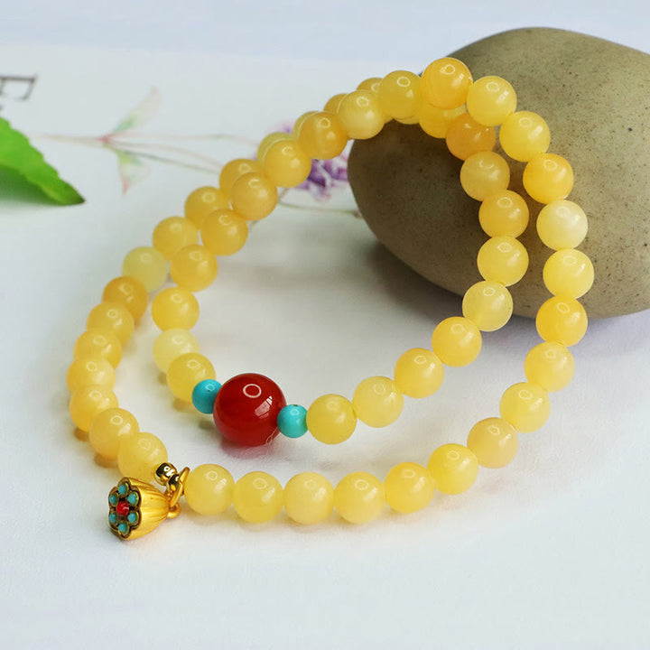 Buddha Stones Topaz Red Agate Bead Fortune Bracelet