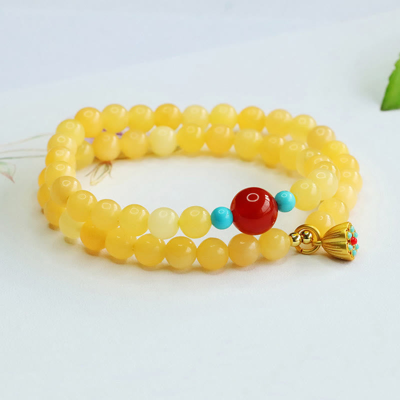 Buddha Stones Topaz Red Agate Bead Fortune Bracelet
