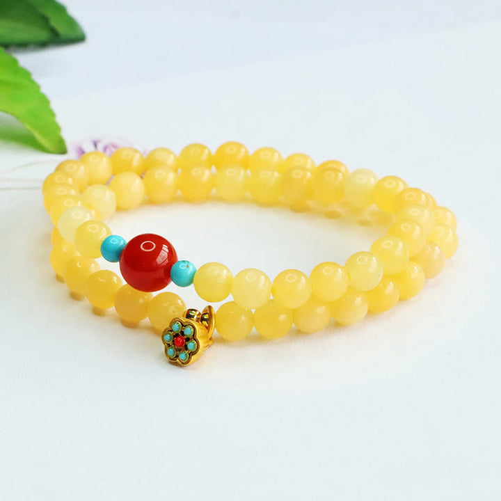 Buddha Stones Topaz Red Agate Bead Fortune Bracelet