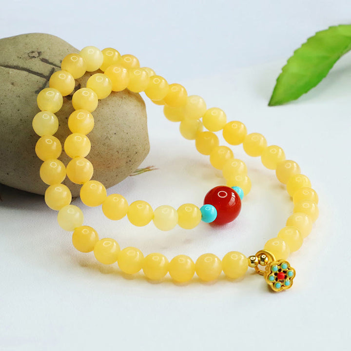 Buddha Stones Topaz Red Agate Bead Fortune Bracelet