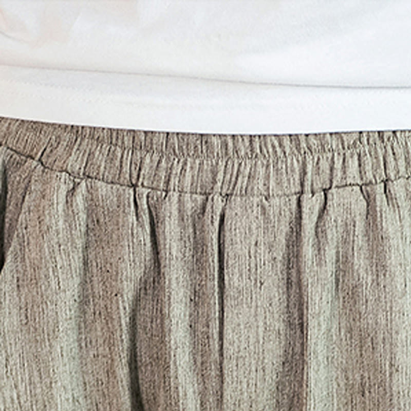 Buddha Stones Casual Solid Color Drawstring Men's Elastic Waistband Cotton Linen Pants With Pockets - image 12