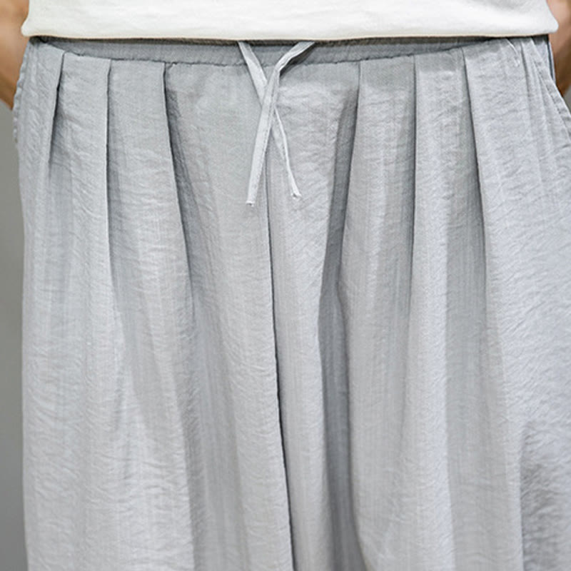 Buddha Stones Summer Plain Drawstring Men's Ankle-Length Harem Pants With Pockets - image 18