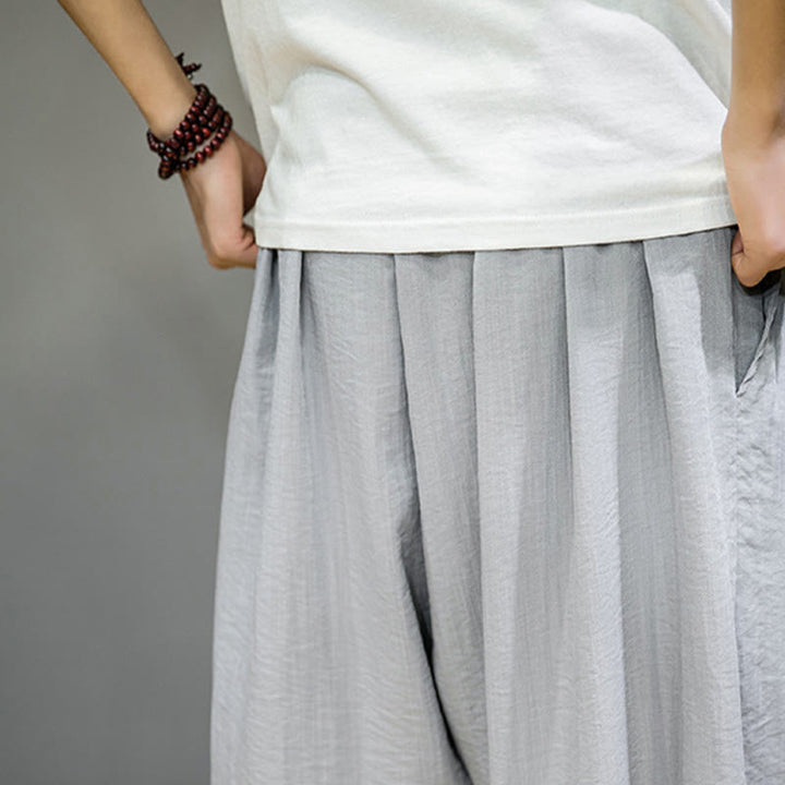 Buddha Stones Summer Plain Drawstring Men's Ankle-Length Harem Pants With Pockets - image 19