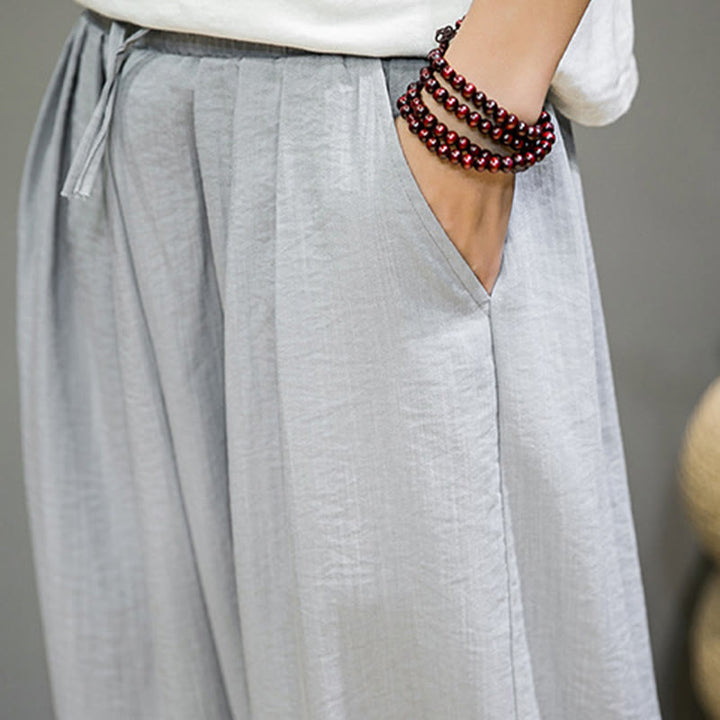 Buddha Stones Summer Plain Drawstring Men's Ankle-Length Cotton Harem Pants With Pockets - image 20