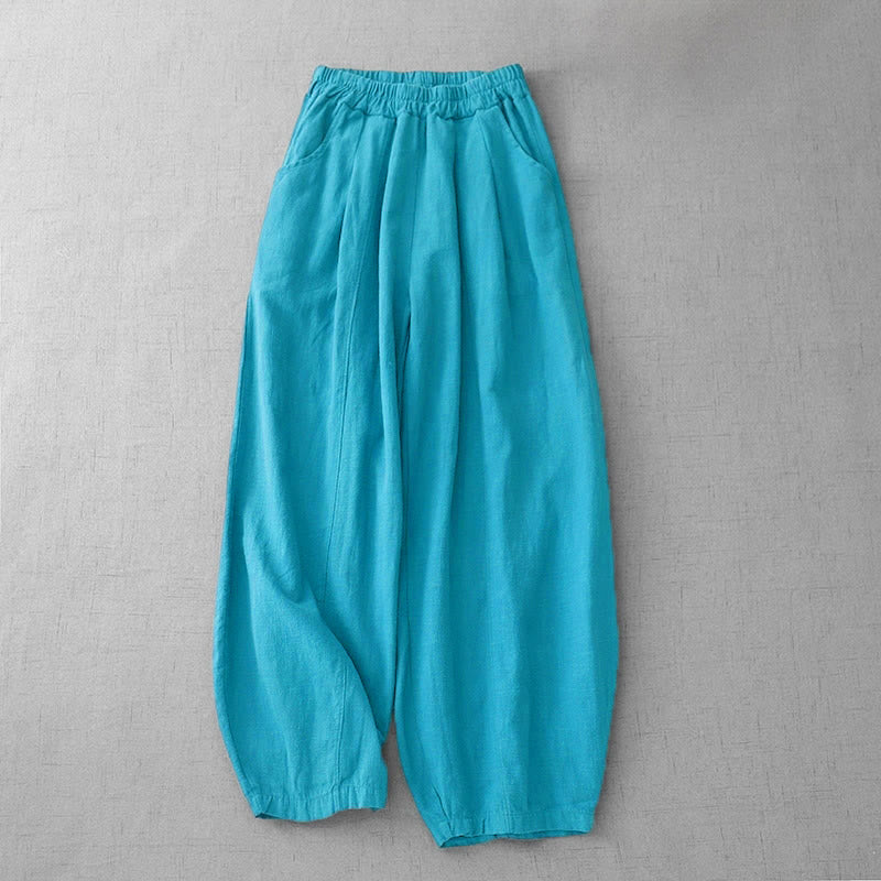 Buddha Stones Casual Plain 7-8 Length Women's Harem Pants With Pockets - DarkTurquoise - US8-10，UK/AU12-14，EU40-42 (2XL) - image 11