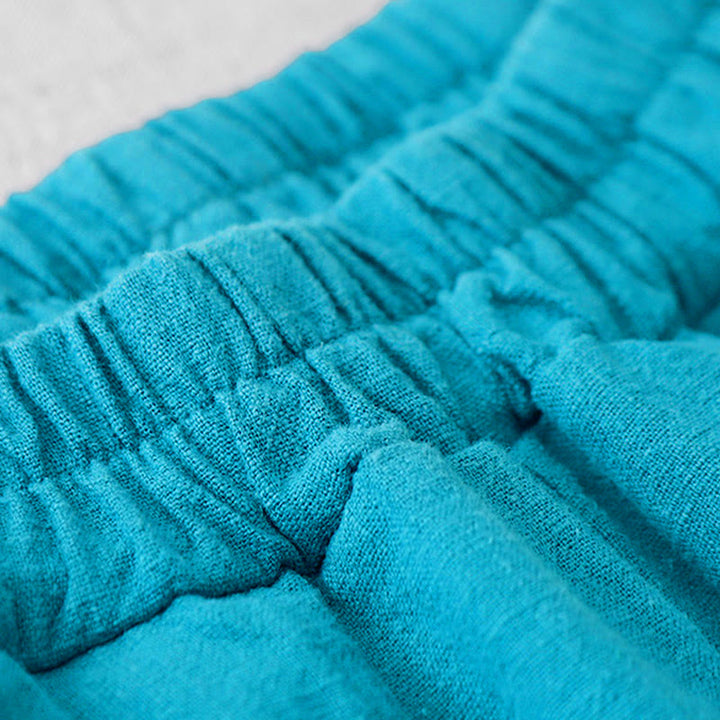 Buddha Stones Casual Plain 7-8 Length Women's Cotton Linen Harem Pants With Pockets - image 13