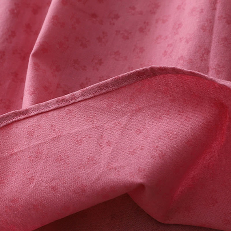 Buddha Stones Casual Retro Solid Color Button Ruffled Crew Neck Design Short Sleeve Cotton Linen Midi Dress With Pockets - image 14