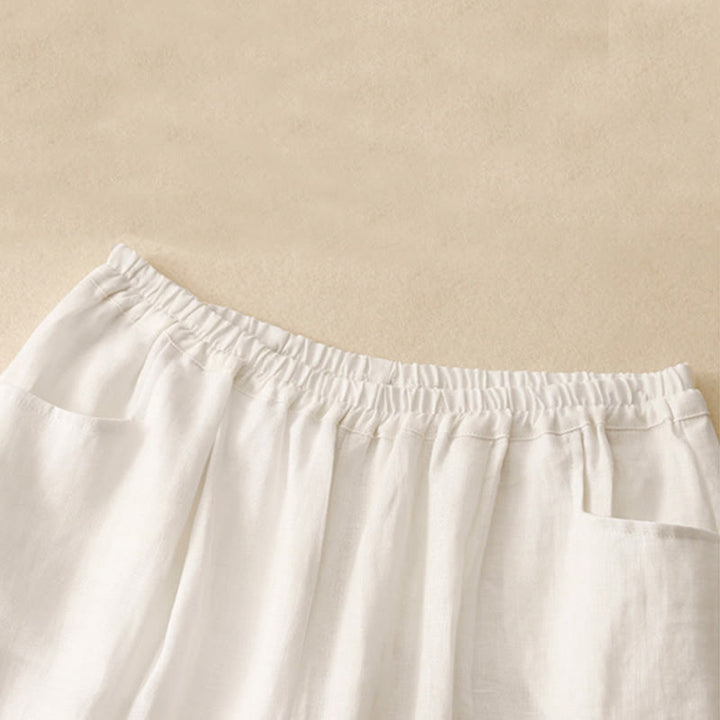 Buddha Stones Summer Commute Pure Color Women's Cotton Ankle-Length Pants With Pockets - image 8