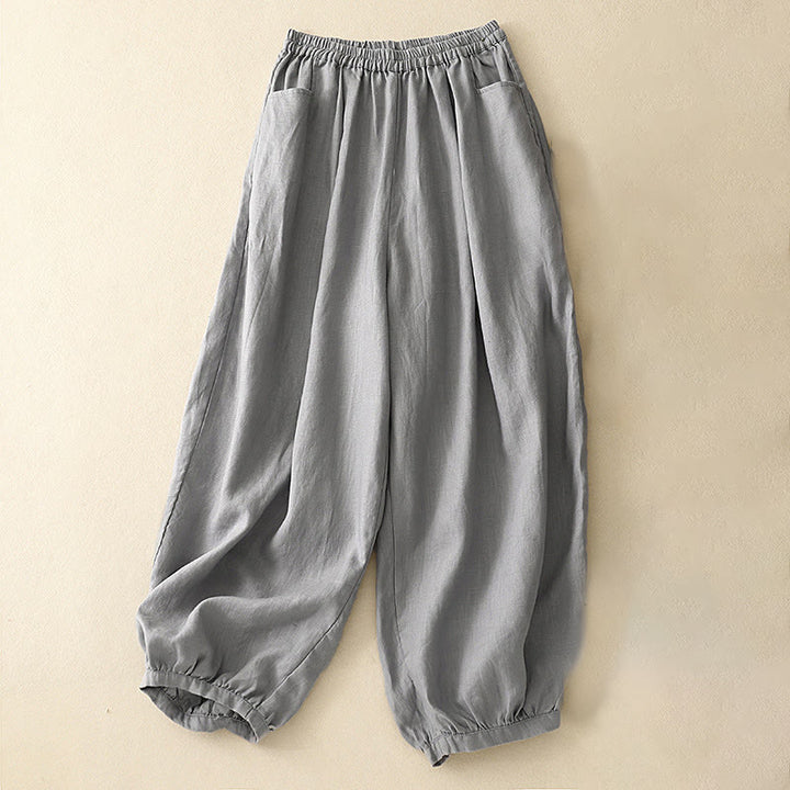 Buddha Stones Summer Commute Pure Color Women's Cotton Ankle-Length Pants With Pockets - DarkGray - US8-10，UK/AU12-14，EU40-42 (2XL) - image 11