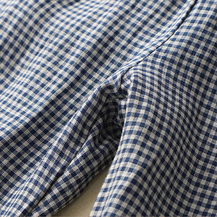 Buddha Stones Commute Casual Checkered Pattern 7-8 Length Women's Wide Leg Cotton Linen Pants With Pockets