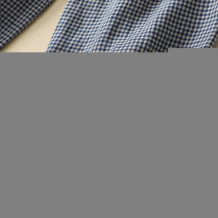 Buddha Stones Commute Casual Checkered Pattern 7-8 Length Women's Wide Leg Cotton Linen Pants With Pockets - image 7