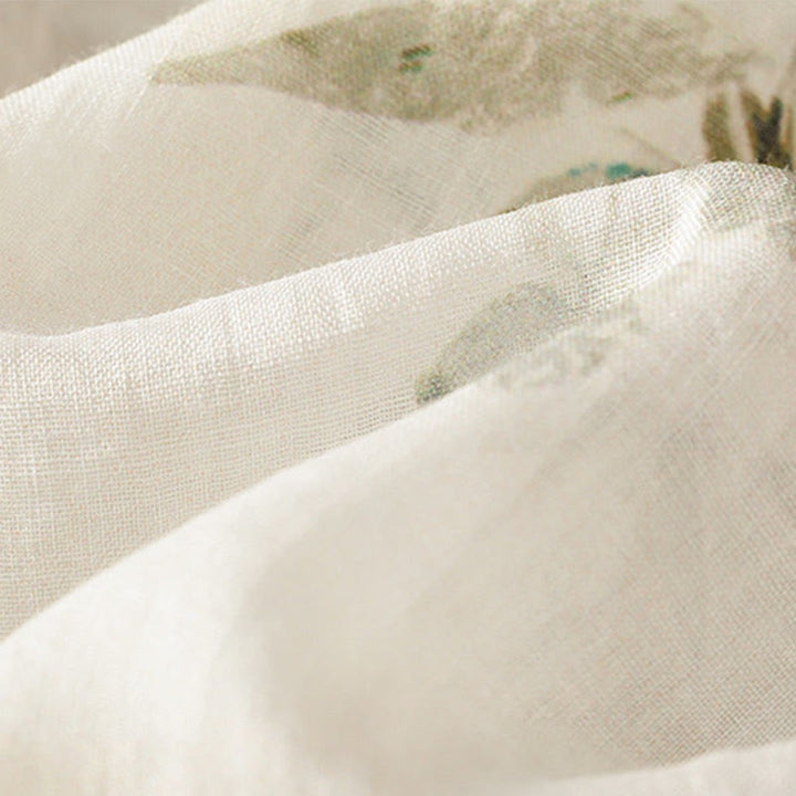 Buddha Stones Plant Printed V-neck Button Design Women's Polyester Three Quarter Sleeve Shirt Cardigan - image 8