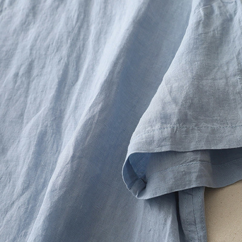 Buddha Stones Plain Threaded Crew Neck Design Women's Polyester Short Sleeves Shirt - image 2