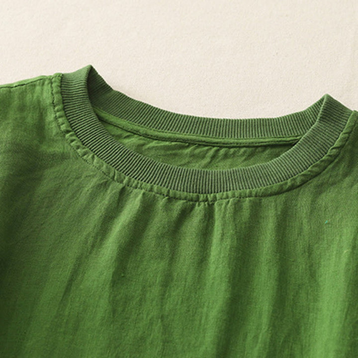 Buddha Stones Plain Threaded Crew Neck Design Women's Polyester Short Sleeves Shirt - image 17