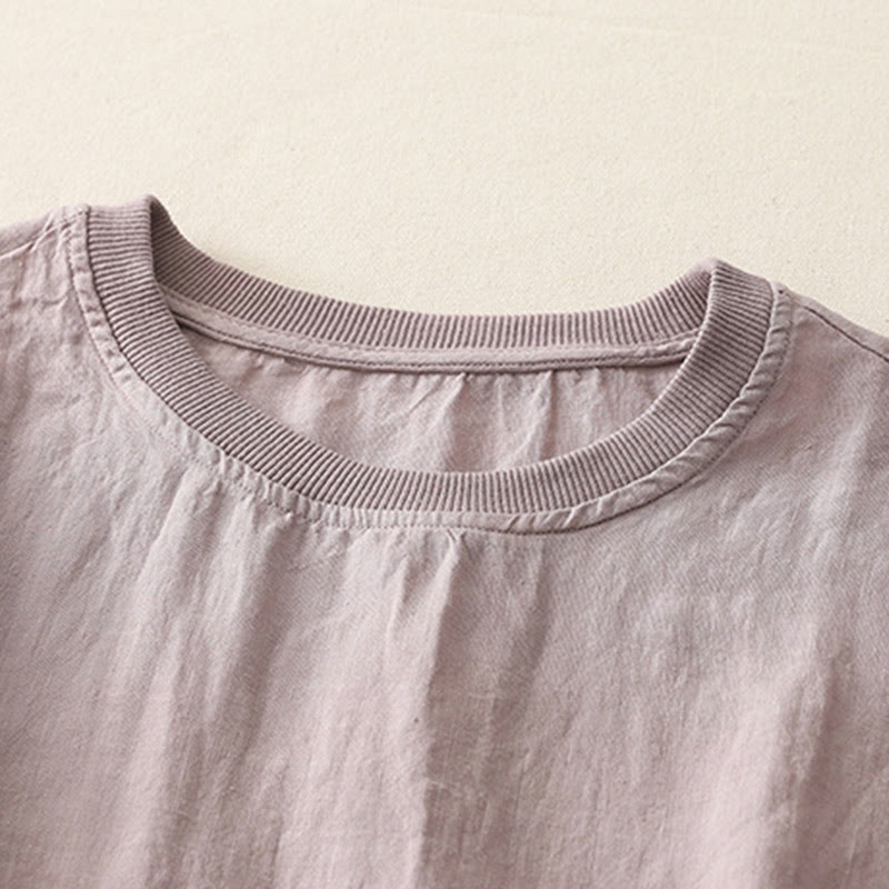 Buddha Stones Plain Threaded Crew Neck Design Women's Polyester Short Sleeves Shirt - image 21