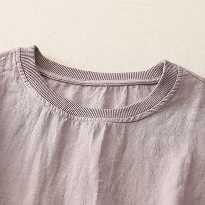 Buddha Stones Plain Threaded Crew Neck Design Women's Polyester Short Sleeves Shirt - image 21