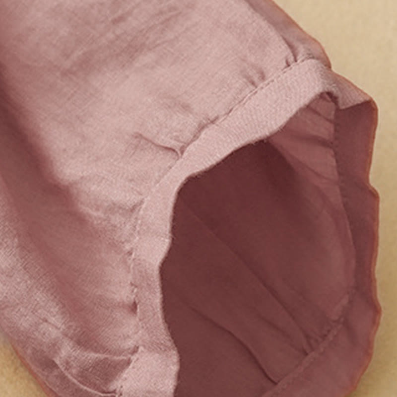 Buddha Stones Plain Button Crew Neck Design Women's  blend Three Quarter Sleeve Shirt - image 8