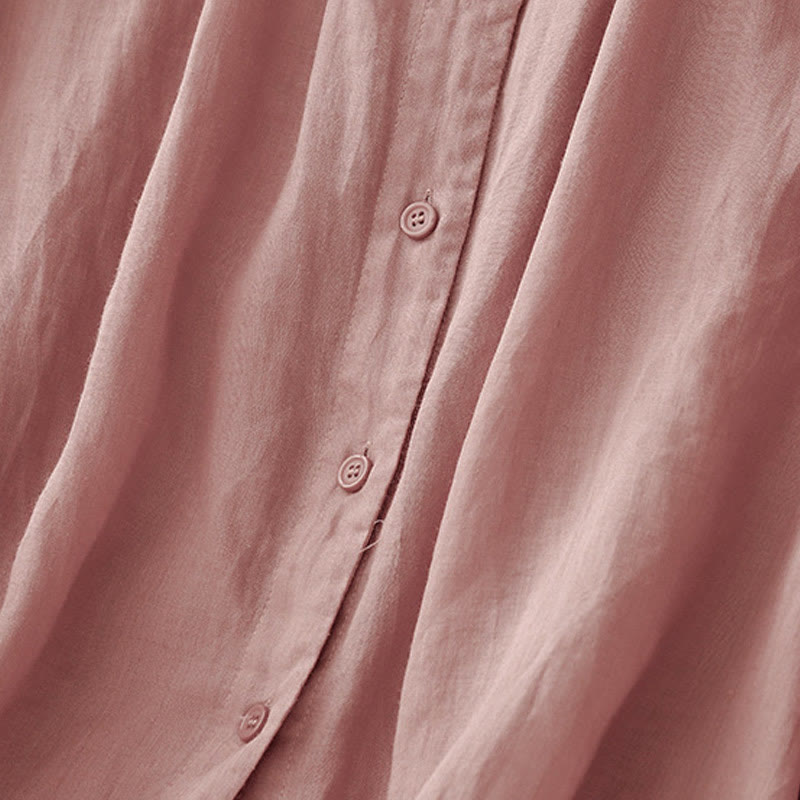 Buddha Stones Plain Button Crew Neck Design Women's  blend Three Quarter Sleeve Shirt - image 11