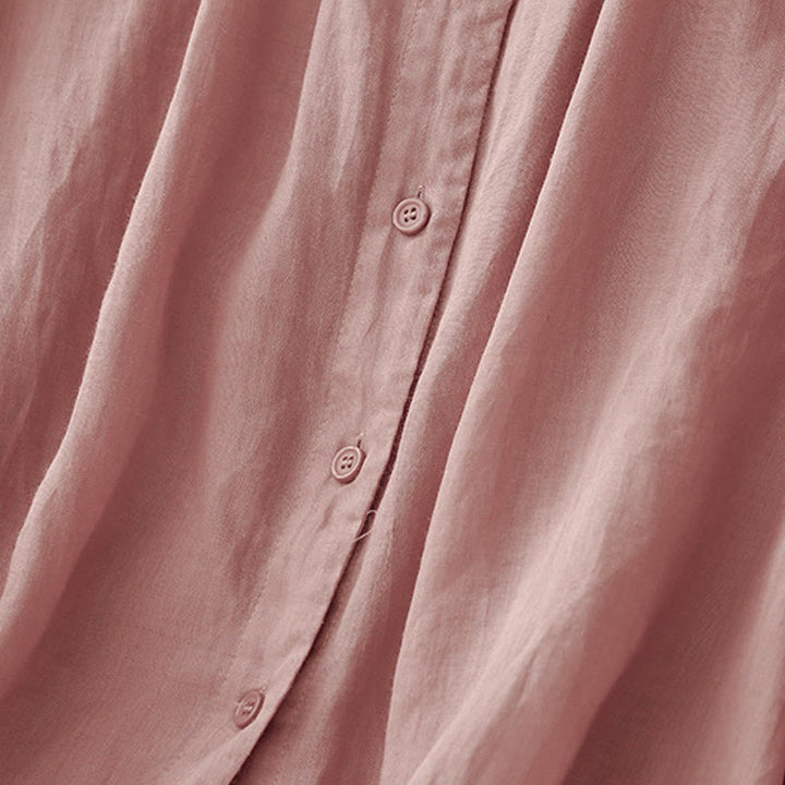 Buddha Stones Plain Button Crew Neck Design Women's  blend Three Quarter Sleeve Shirt - image 11