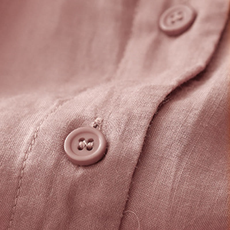 Buddha Stones Plain Button Crew Neck Design Women's  blend Three Quarter Sleeve Shirt - image 9