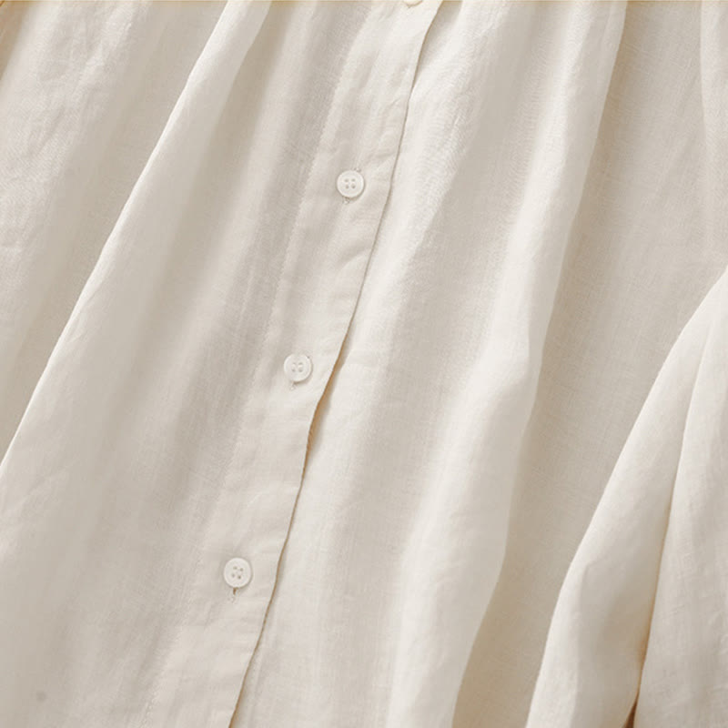 Buddha Stones Plain Button Crew Neck Design Women's  blend Three Quarter Sleeve Shirt - image 14