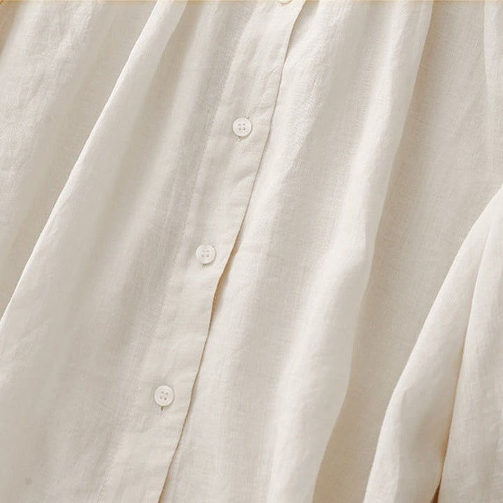 Buddha Stones Plain Button Crew Neck Design Women's  blend Three Quarter Sleeve Shirt - image 14