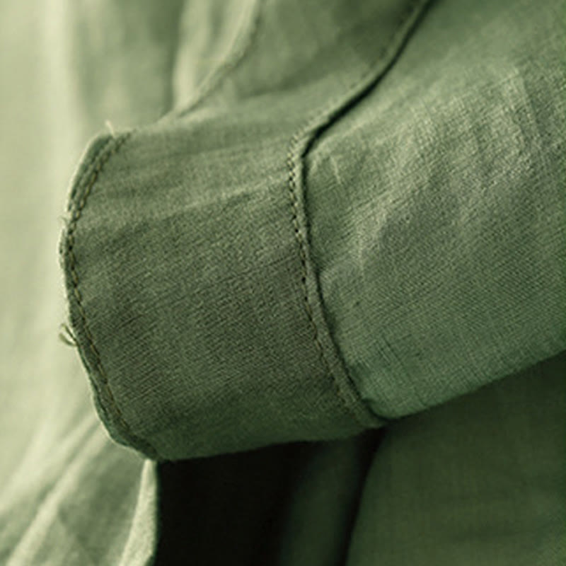 Buddha Stones Plain Button Crew Neck Design Women's  blend Three Quarter Sleeve Shirt - image 27