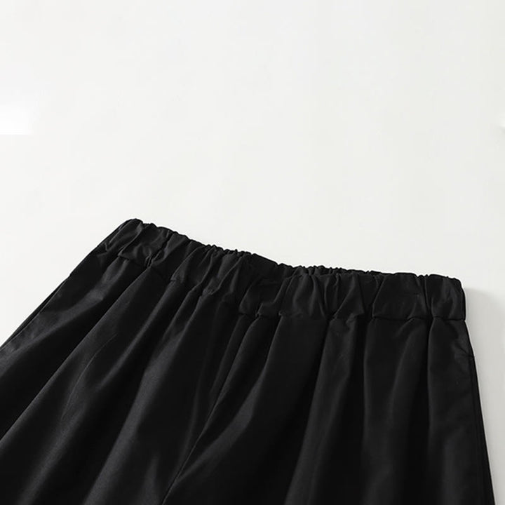 Buddha Stones Artistic Commute Pure Color Ruffled Hem Design Women's Cotton Linen Pants With Pockets - image 10