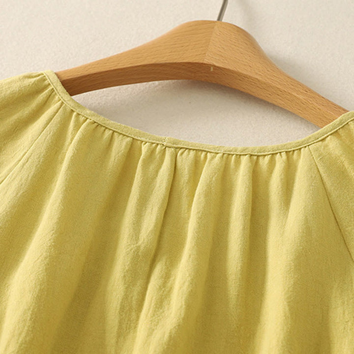 Buddha Stones Casual Summer Plain Crew Neck Cotton Women's Short Sleeve T-Shirt - image 6