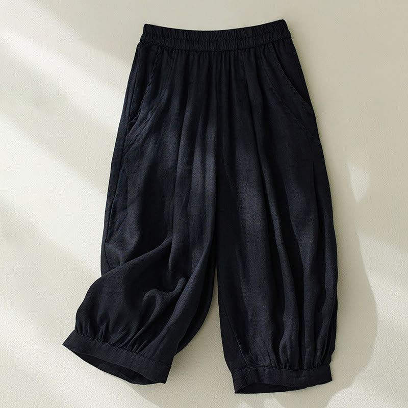 Buddha Stones Commute Pure Color High Waist Women's Harem Pants With Pockets - Black - US8-10，UK/AU12-14，EU40-42 (2XL) - image 16