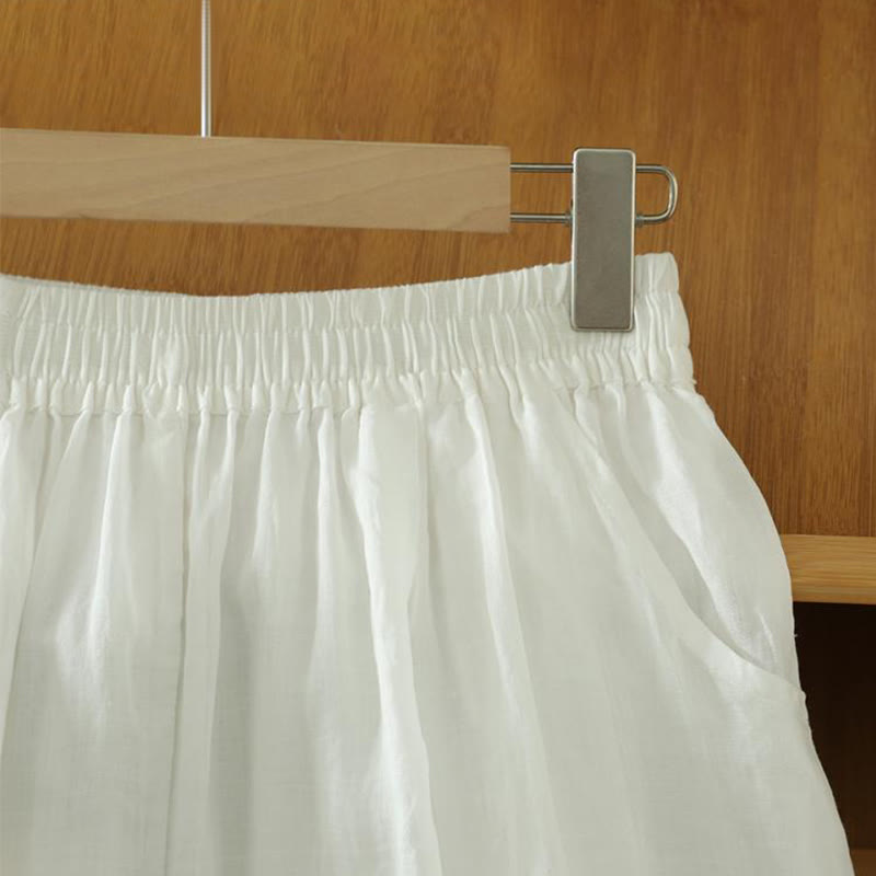 Buddha Stones Commute Pure Color Simple Design Women's Ankle-Length Harem Pants With Pockets - image 9