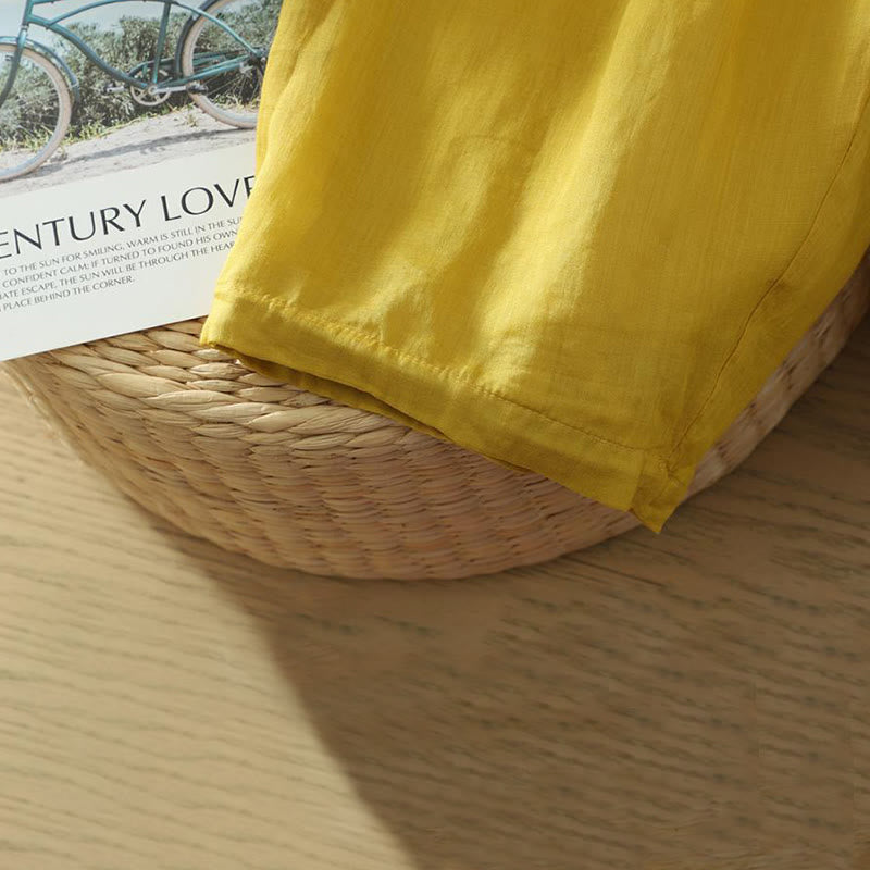 Buddha Stones Commute Pure Color Simple Design Women's Ankle-Length Harem Pants With Pockets - image 4