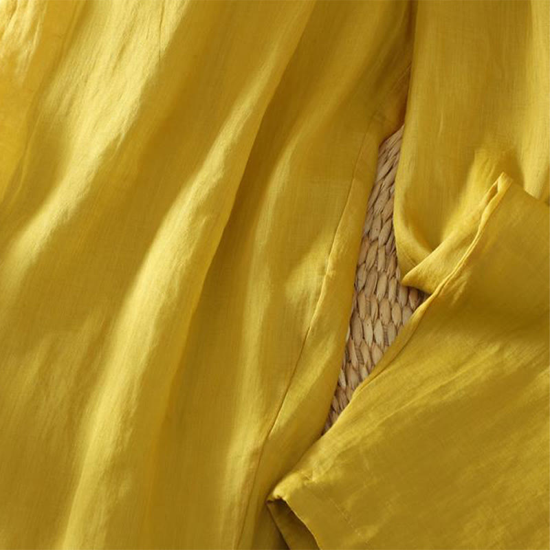Buddha Stones Commute Pure Color Simple Design Women's Cotton Linen Ankle-Length Harem Pants With Pockets - image 3